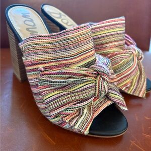 Sam Edelman Multistripe Bow Knot wedged mule - Pink, Yellow, Cream & green